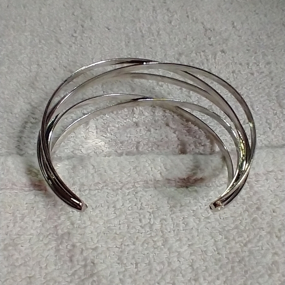 Silvertone wide cuff bracelet - Picture 2 of 3